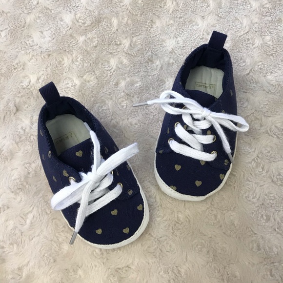 Carter's Other - Carter’s Baby Girl Shoes Hearts Blue Gold Lace Up
